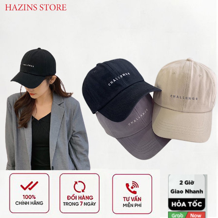 Mũ lưỡi trai nam nữ thêu chữ CHALLENGE nón kết phong cách Ulzzang form unisex -Hazis Store