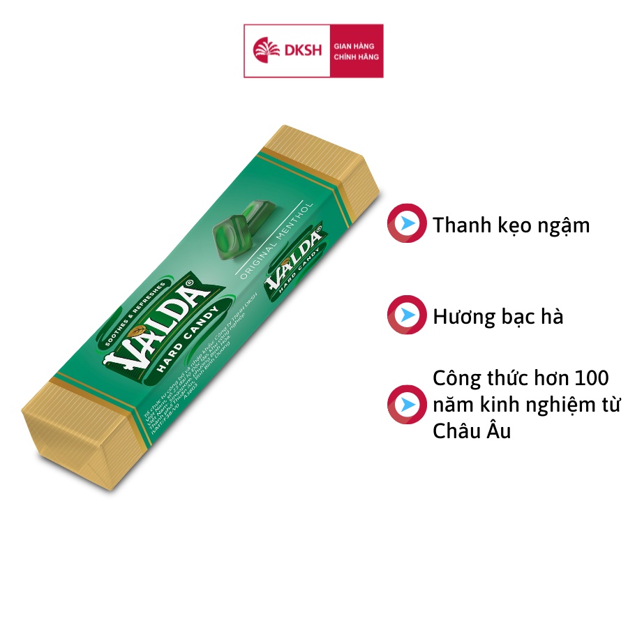 Kẹo ngậm VALDA Vị Bạc hà Truyền thống - Thanh 10 viên 36g