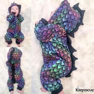 Đồ liền thân dài tay có mũ hình khủng long cho bé trai và bé gái sơ sinh