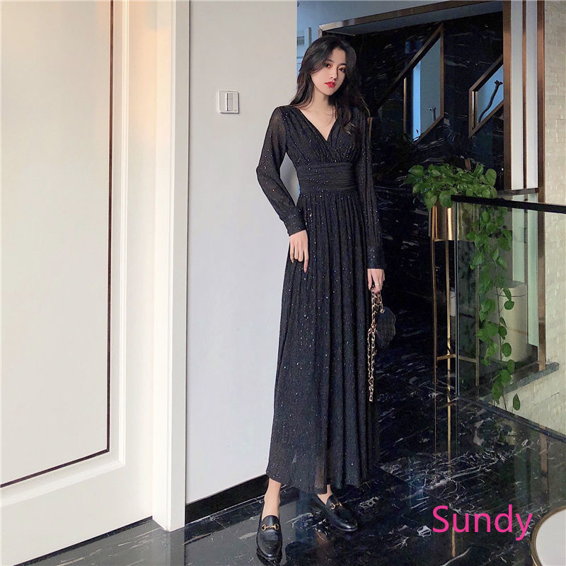 Đầm Xếp Ly Lấp Lánh Phong Cách Hàn Quốc Thời Trang Mùa Thu Cho Nữ | BigBuy360 - bigbuy360.vn