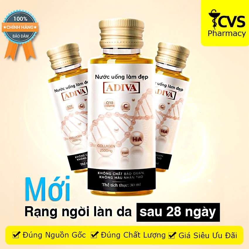 ADIVA Collagen Dạng Nước Mẫu Mới - Giúp Ngăn Ngừa Lão Hóa Hiệu Quả Cho Da (hộp 14 chai)