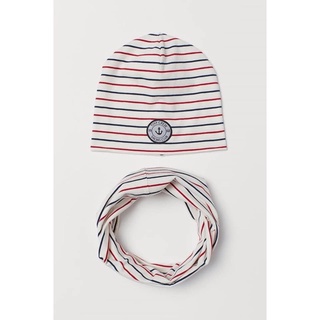 Set khăn mũ cotton kẻ H&M Auth cho bé