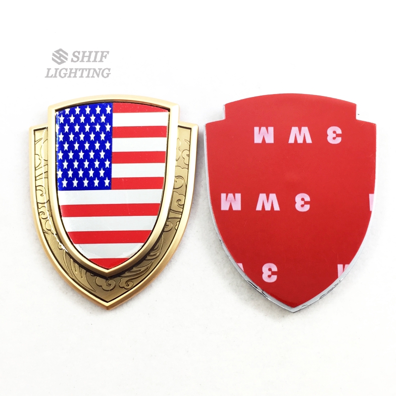 1 x Metal Gold USA America United States National Flag Logo Decorative Emblem Badge Sticker Decal USA U.S.A
