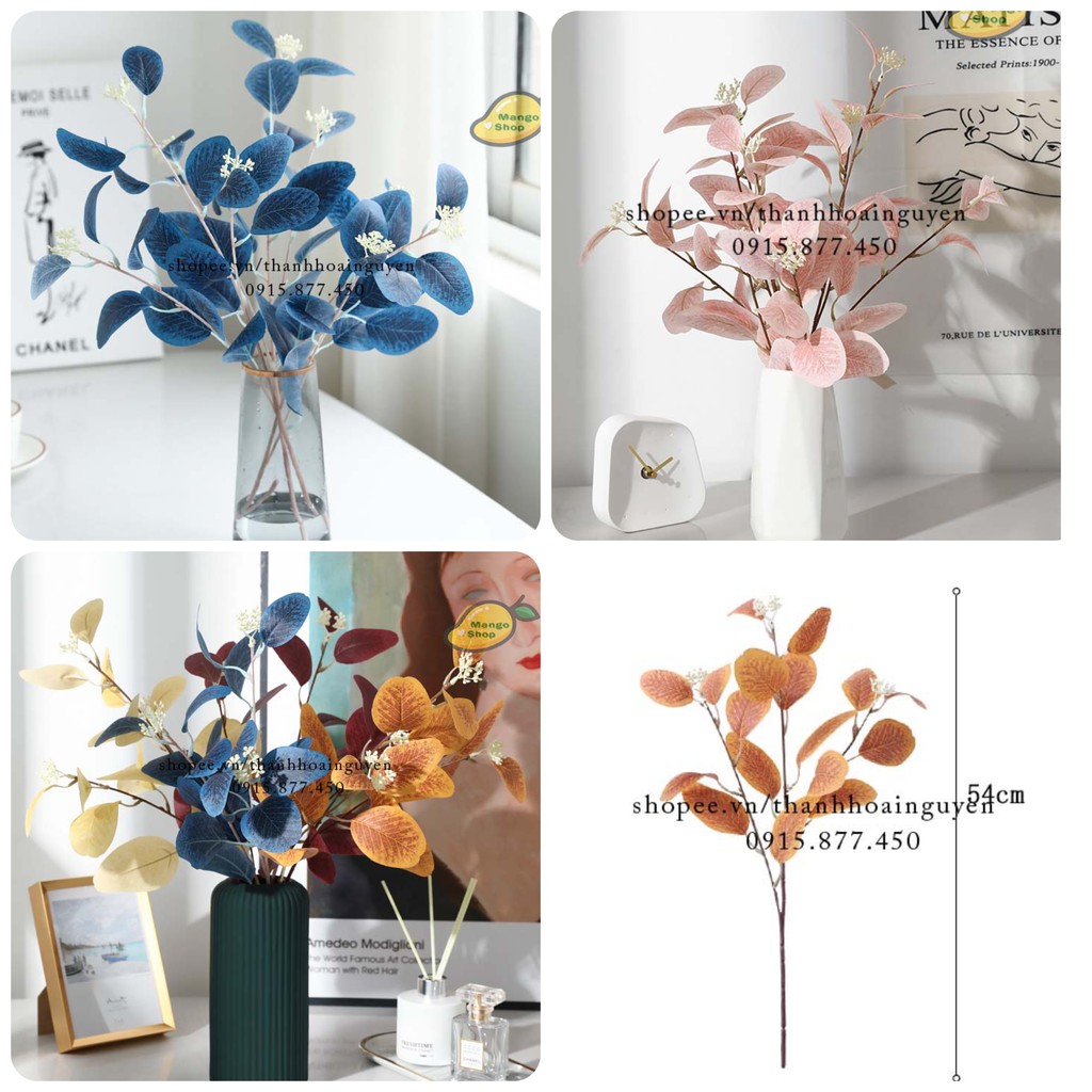 [NEW] Cành lá bạch đàn pastel có hoa decor chụp ảnh sản phẩm