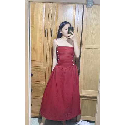Đầm maxi 2 dây nhún sườn TK1209
