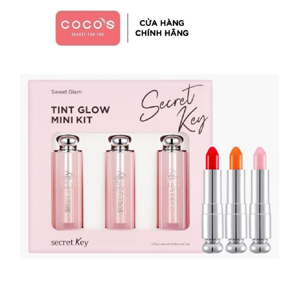 Set 3 cây Son Secret Key Sweet Glam Tint Glow Mini Kit (1,6g x 3)