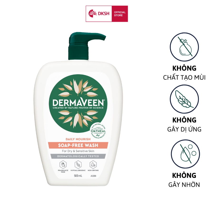 Sữa tắm không xà phòng DERMAVEEN Soap- Free Wash 500mL