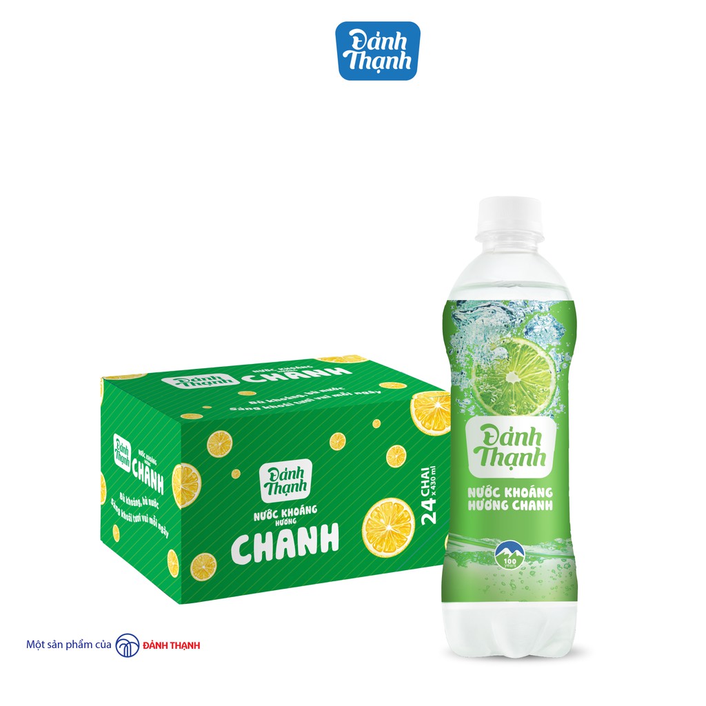 Thùng 24 chai Đảnh Thạnh Nước Khoáng Thiên Nhiên Có Ga Khoáng Chanh 430ml (Đảnh Thạnh Ngọt)