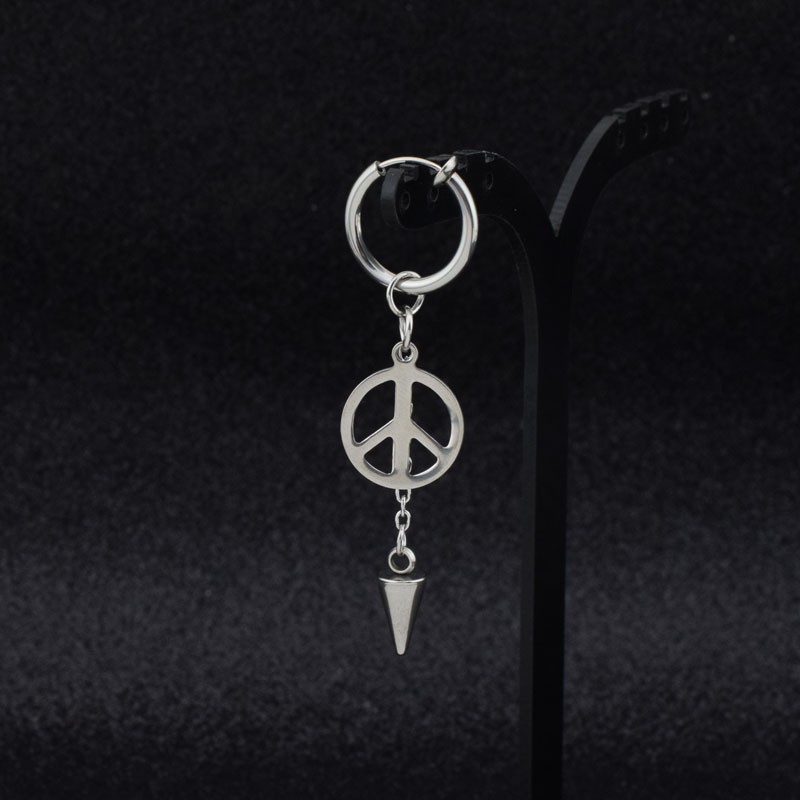 Khuyên tai nam nữ hình quả nhọn phối xích phong cách cá tính