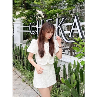 Sét Gấm hoa nổi cổ nơ (A1)