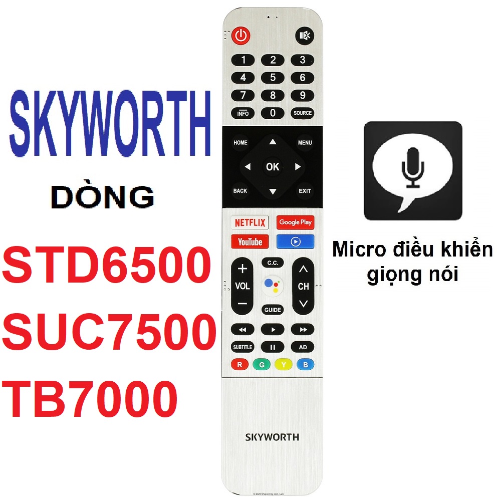 Remote điều khiển tivi SKYWORTH smart dòng STD6500 SUC7500 TB7000 (MICRO ĐIỀU KHIỂN GIỌNG NÓI)