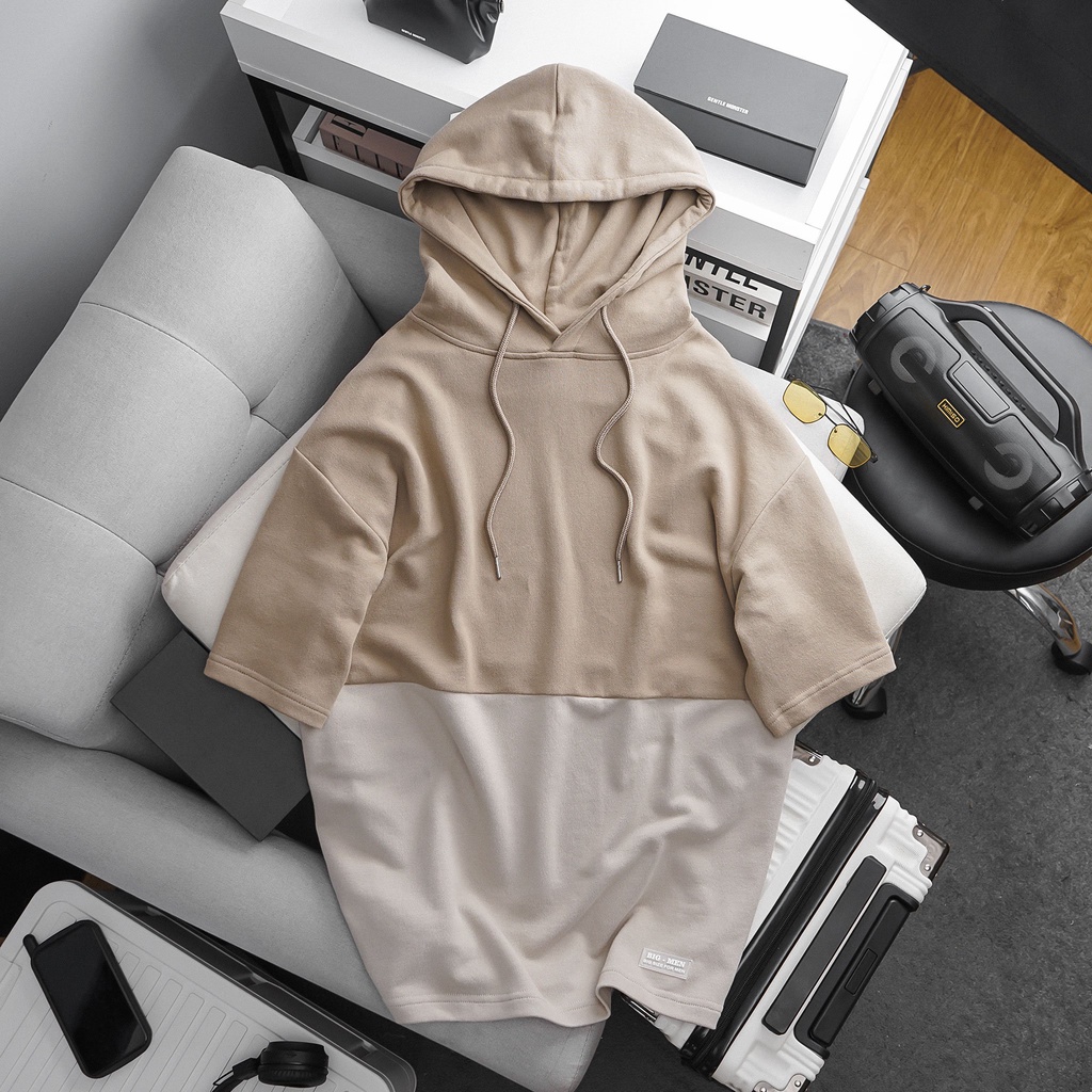 Áo hoodie big size tay ngắn phối màu siêu độc 85-130kg
