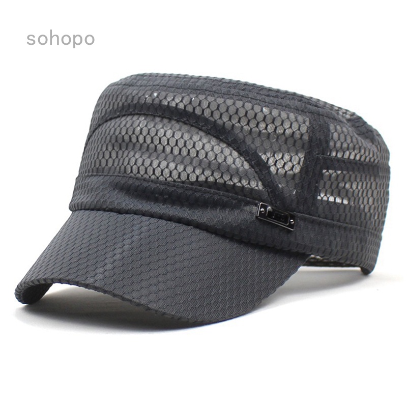 Mũ Lưỡi Trai Phối Lưới Thoáng Khí Màu Trơn Thời Trang Mùa Hè Cho Nam Và Nữ