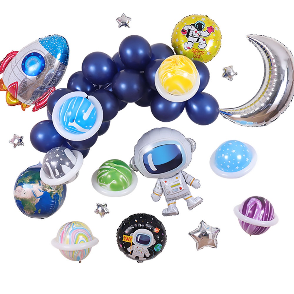 49pcs NASA Universe Planet Space Astronaut Theme Birthday Party Needs Arch Garland Children Kids Birthday Party Decor