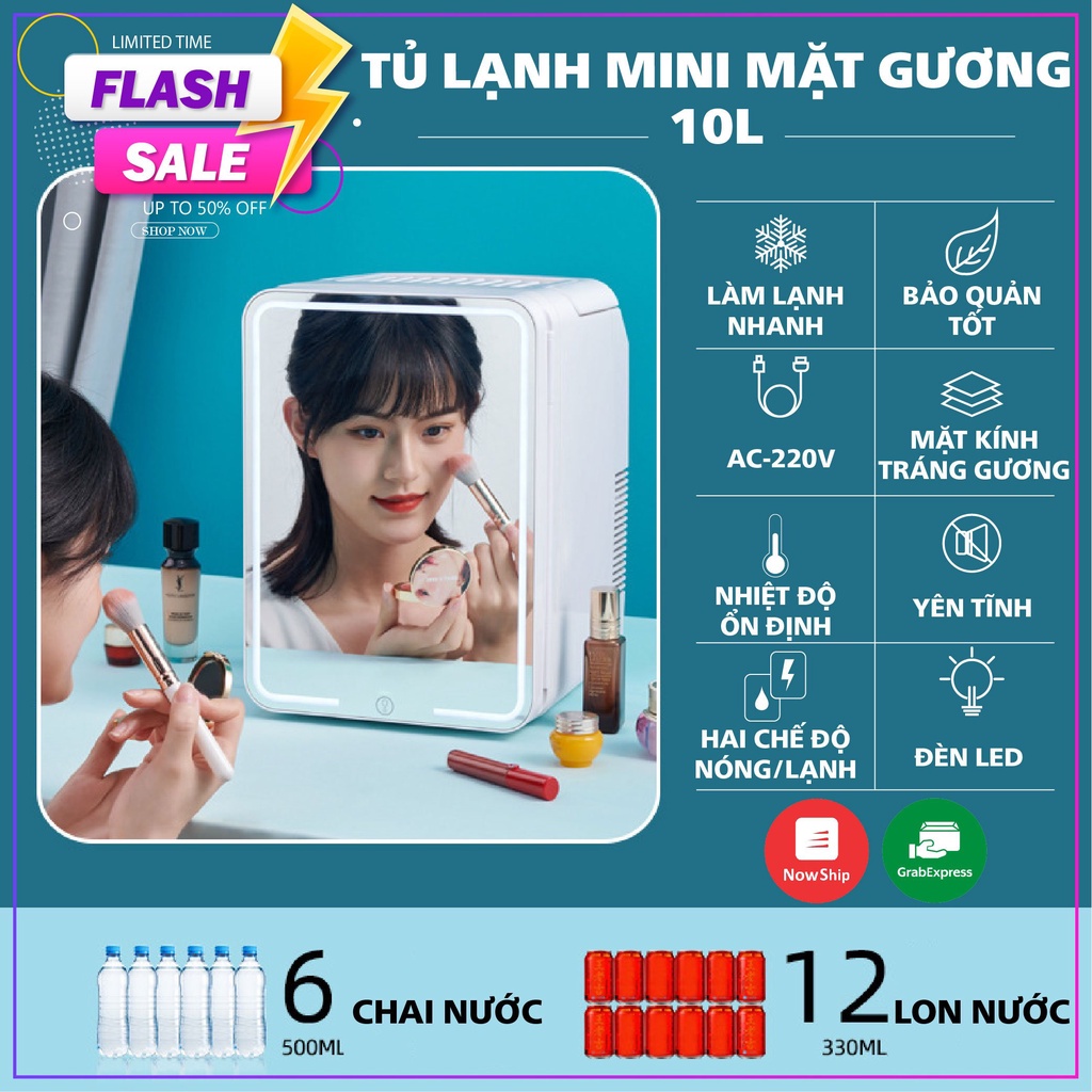 RẺ NHẤT THỊ TRƯỜNGTủ lạnh mini mặt gương đựng mỹ phẩm dung tích 10 Lít 2021 (Lucie Store)