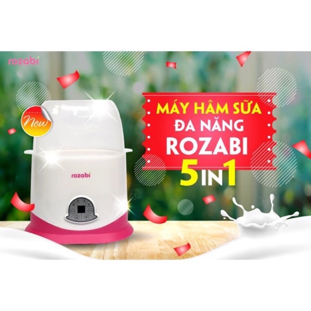 [Mã 267FMCGSALE giảm 8% đơn 500K] Máy hâm sữa tiệt trùng cảm ứng 5 chức năng Rozabi