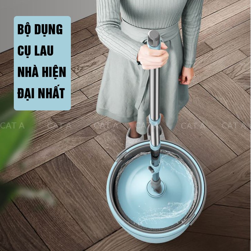 Bộ chổi lau nhà thông minh tự vắt xoay 360 độ, Sạch gấp 3 lần chổi thường, lau dọn tiện lợi dễ dàng (Tặng thêm bông lau)