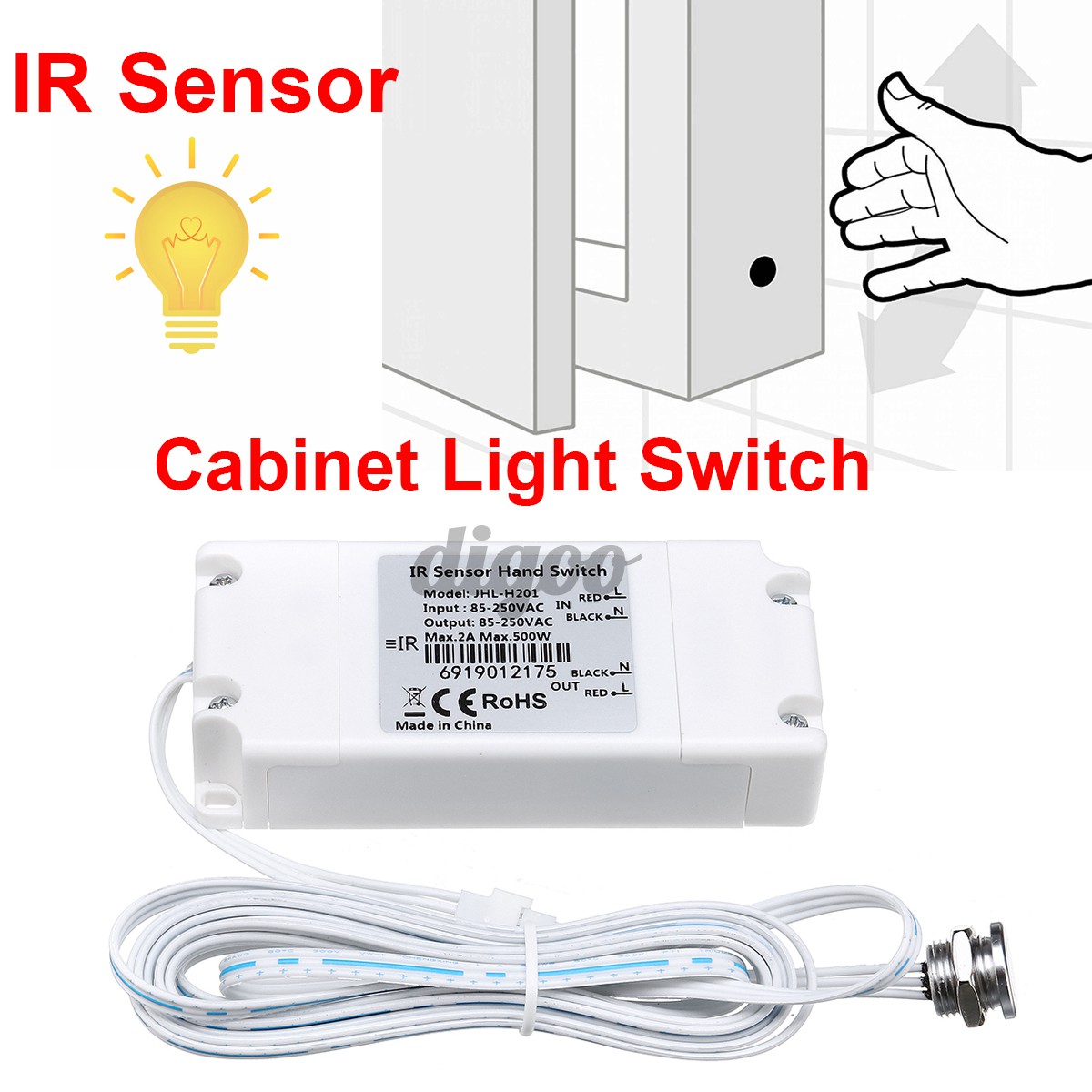 IR Motion Sensor Hand Switch Cabinet Light Switch Wardrobe Home Cupboard Kitchen