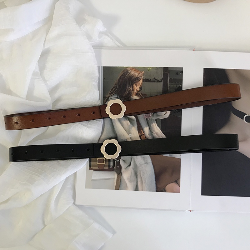 Thắt Lưng Da PU Đính Hoa Kiểu Harajuku Đơn Giản Dễ Phối Đồ