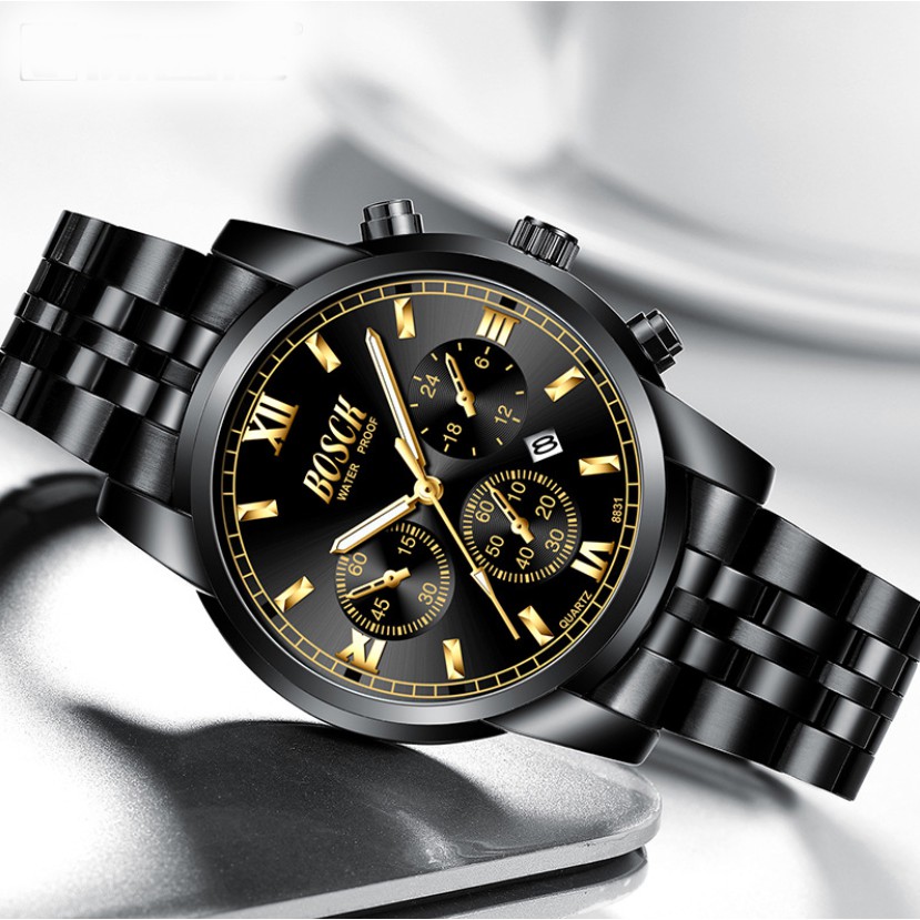 Đồng hồ nam rẻ đẹp BOSCK BO03 chính hãng, dây thép không rỉ, có lịch ngày tiện lợi, chống nước tốt | BigBuy360 - bigbuy360.vn