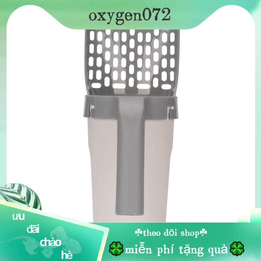 Oxygen072 Máy xúc cát cho mèo bằng nhựa Tích hợp Xẻng rây có thể tháo rời với túi rác để đi dạo tại nhà
