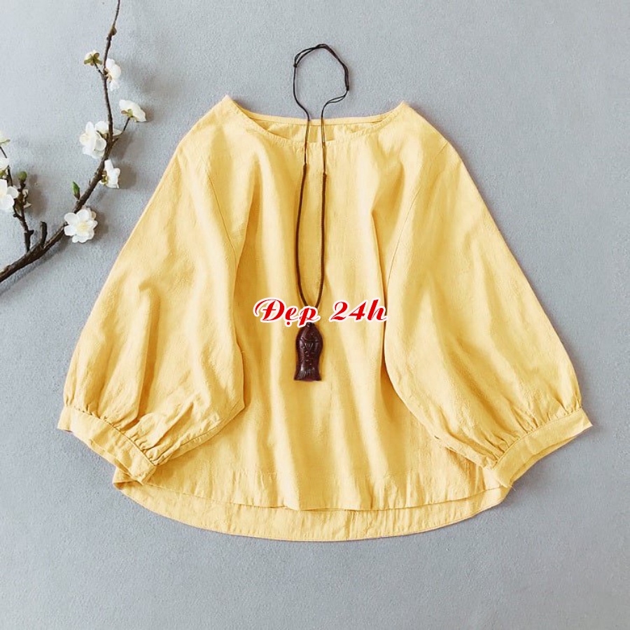 Áo cánh dơi nữ kiểu Hàn Quốc Đẹp 24 giờ chất liệu đũi tơ mềm thấm mồ hôi form 40kg đến 95kg vừa xinh H.46