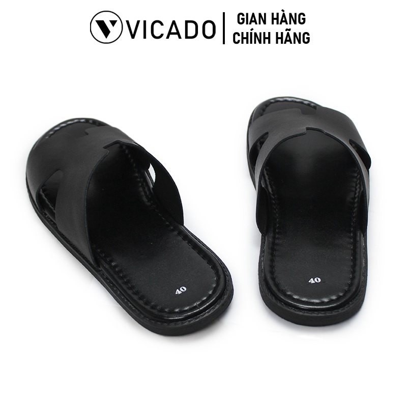 Dép nam quai ngang da bò cao cấp Vicado VD0006