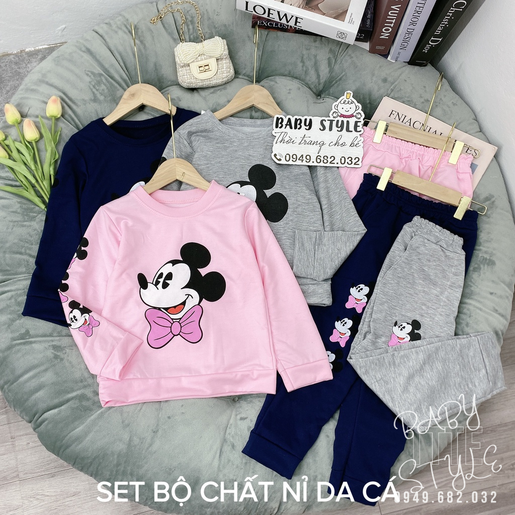 Bộ quần áo thu đông &quot;MICKEY&quot; 14-45kg cho bé gái 4-14 tuổi. Thiết kế xinh xắn, đáng yêu. G30