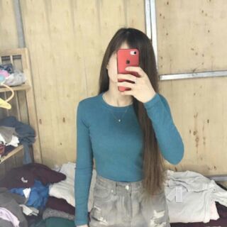 Áo thun cotton gân dang len mỏng