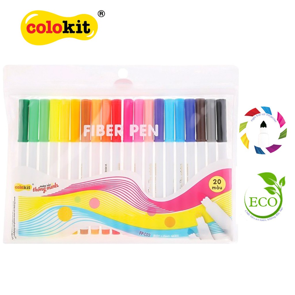 Bút lông màu thư pháp 20 màu COLOKIT FIBER PEN FP-C03  - Phù hợp luyện Calligraphy