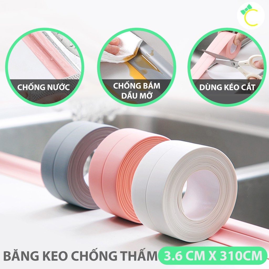 Băng keo dán chống thấm bồn rửa chén, nhà bếp, nhà vệ sinh (3 mét 1)