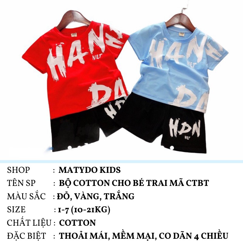 Quần áo trẻ em bộ đồ bé trai cotton phong cách giá rẻ CTBT