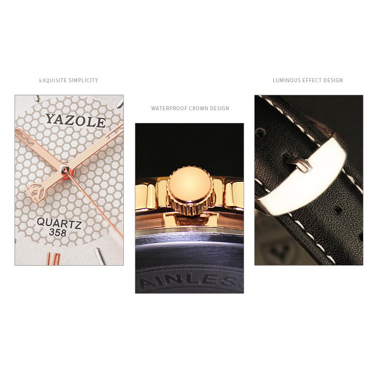Đồng hồ nam Yazole 358 dây da thời trang sang trọng lịch lãm . | BigBuy360 - bigbuy360.vn