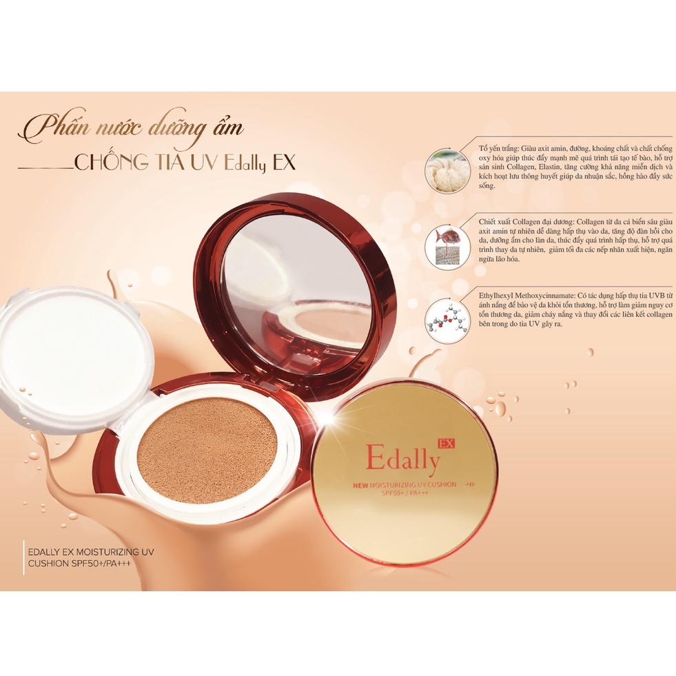 [CHÍNH HÃNG EDALLY] PHẤN NƯỚC DƯỠNG ẨM CHỐNG NẮNG CAO CẤP SPF50+/PA+++ - PHẤN TRANG ĐIỂM MOISTURIZING UV CUSHION