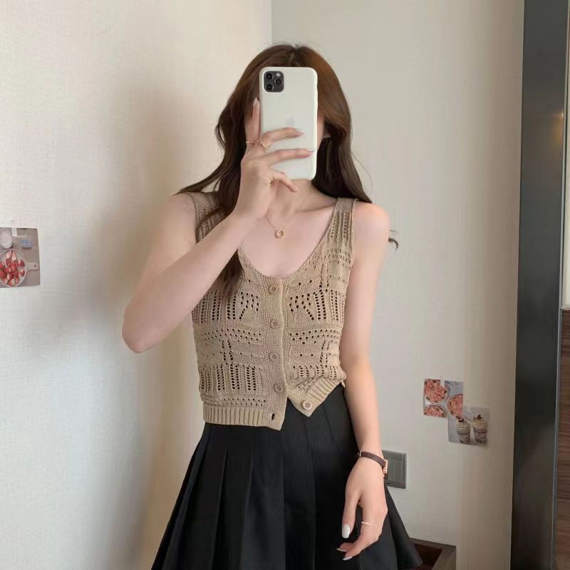 Áo cardigan Dệt Kim Mỏng Không Tay Phong Cách Hàn Quốc Thời Trang Mới Cho Nữ