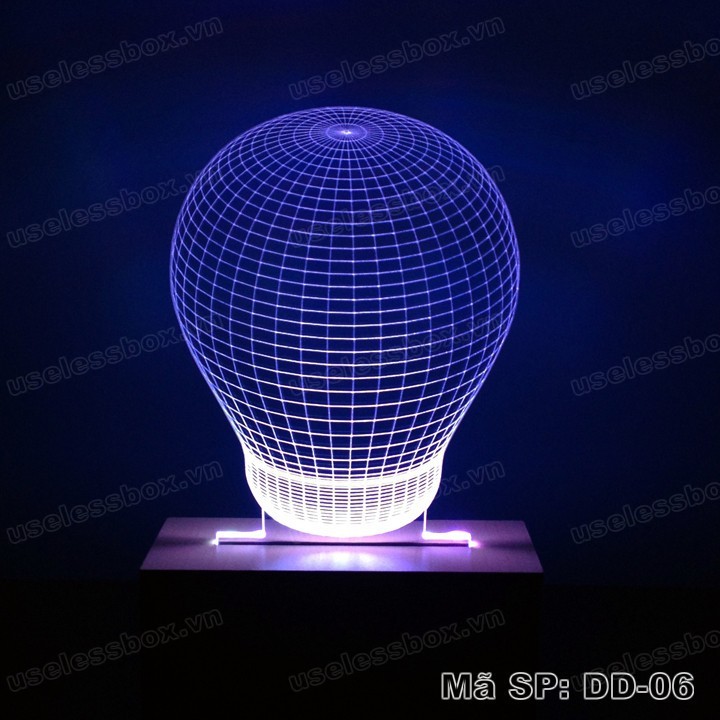 Đèn ngủ 3D đế gỗ❤️FREESHIP❤️ - Hình bóng đèn Bulb - 16 màu có remote