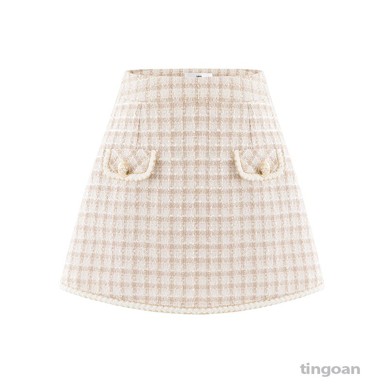 Chân váy tweed 2 cúc nude tingoan ROSIE SAKURA SKIRT/ND | BigBuy360 - bigbuy360.vn