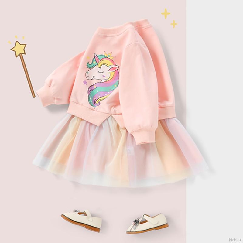 Đầm tay dài phối tà lưới phong cách Hàn Quốc xinh xắn cho bé gái