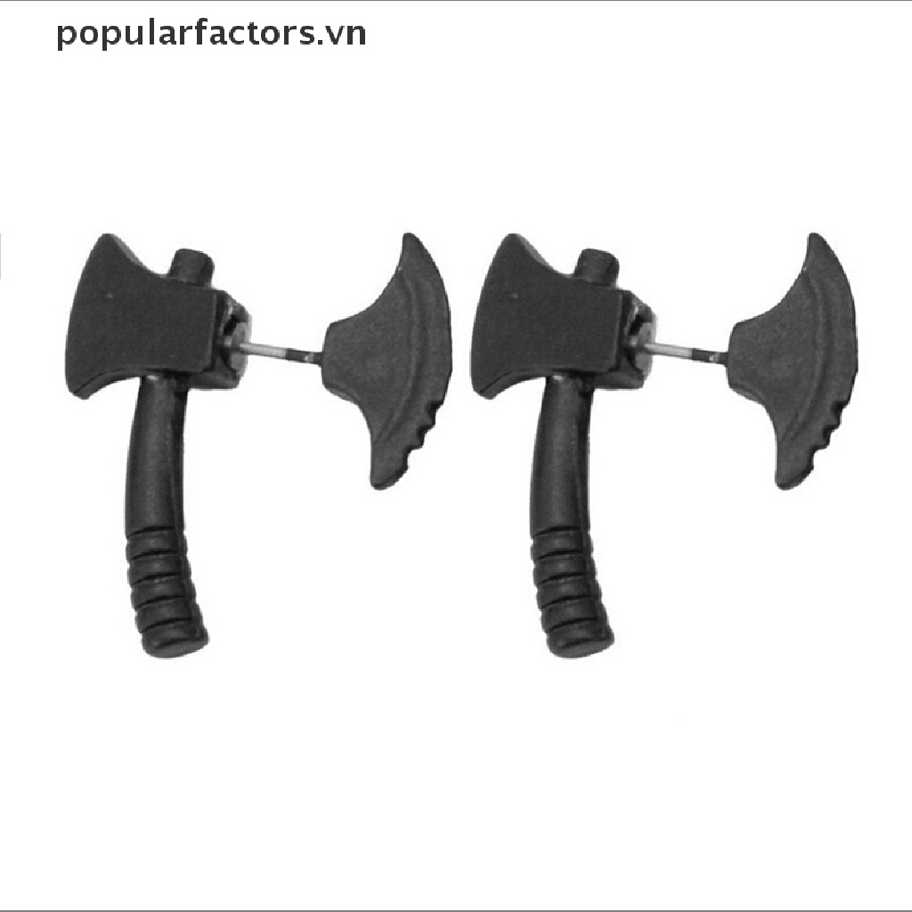 1 Bông Tai Đinh Tán Hình Rìu Đen 3D Cho Nam Nữ