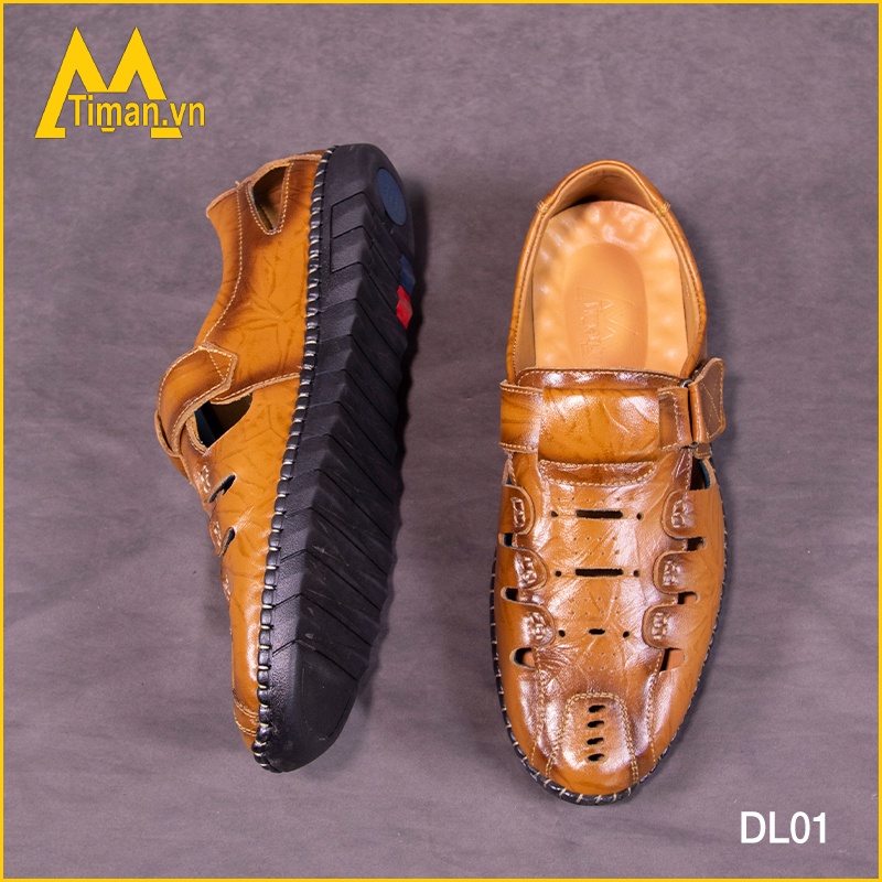 Giày sandal da nam cao cấp phong cách công sở hàn quốc màu nâu đẹp bảo hành 5 năm DL01 TIMAN