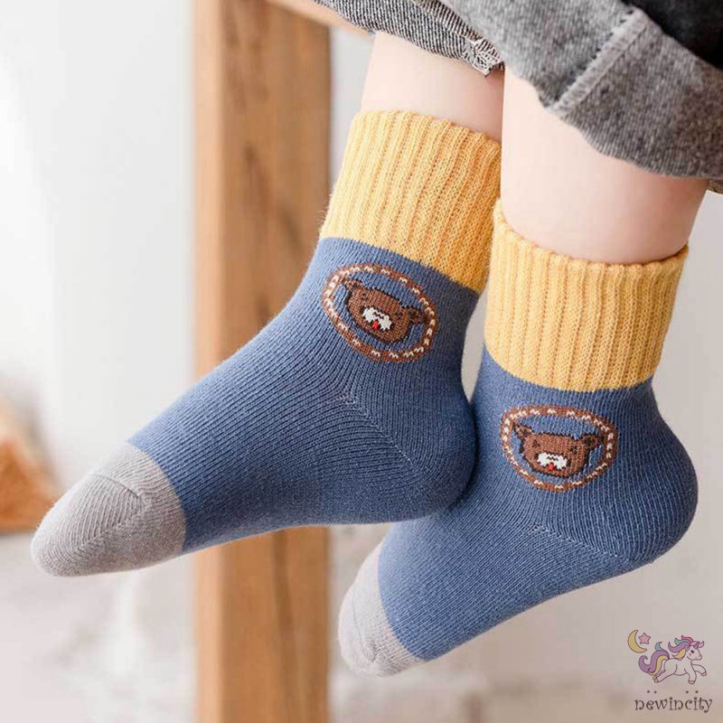 Set 5 Đôi Vớ Cotton Họa Tiết Hoạt Hình Phong Cách Hàn Quốc Dành Cho Các Bé