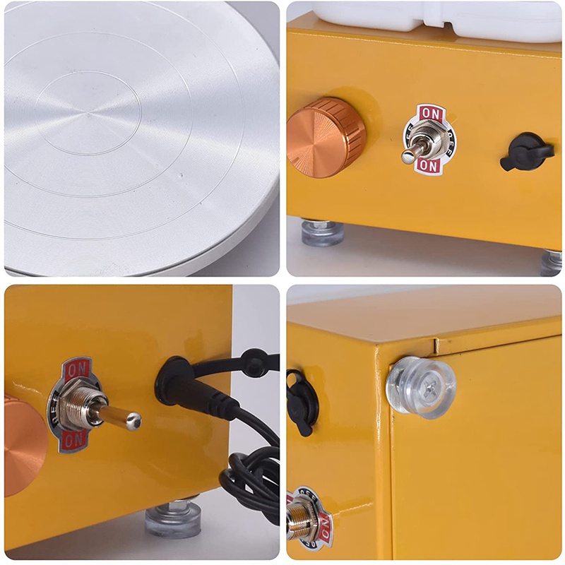 Máy làm bánh xe gốm điện Bánh xe gốm tốc độ có thể điều chỉnh,10cm với bồn rửa có thể tháo rời , để dạy gốm US Plug.C