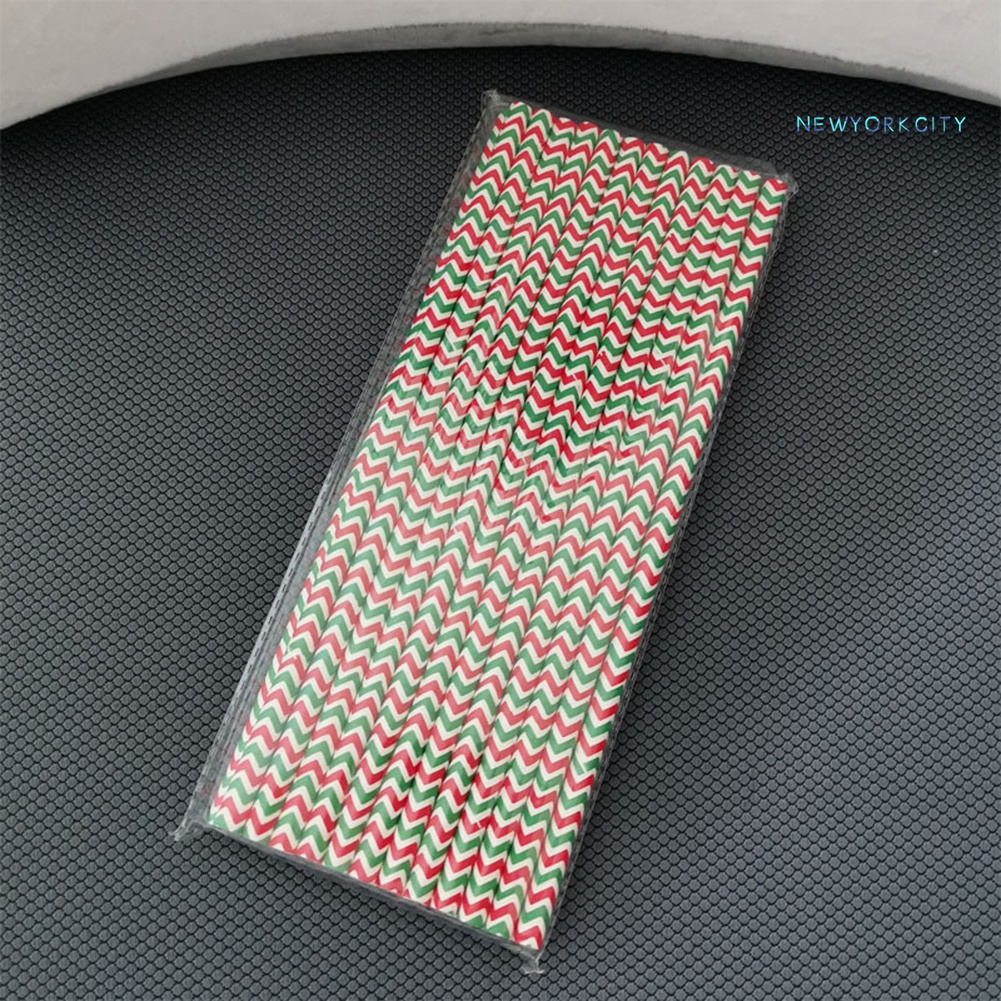 Set 25 Ống Hút Giấy Họa Tiết Hoa Tuyết Chấm Bi Dùng Một Lần