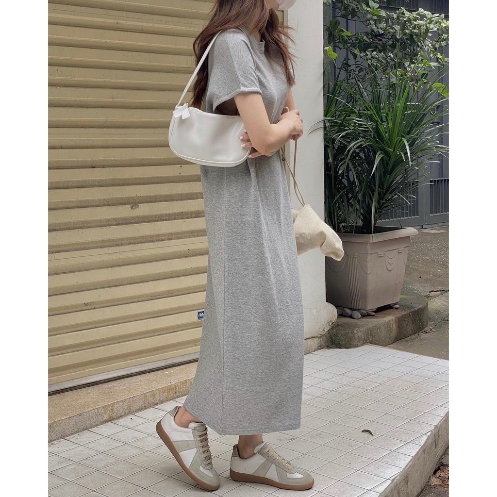 Váy Basic dáng dài, chất cực đẹp, dày basic, đầm suông  đi chơi có thể mặc đi biển, có 3 màu trắng, xám, be
