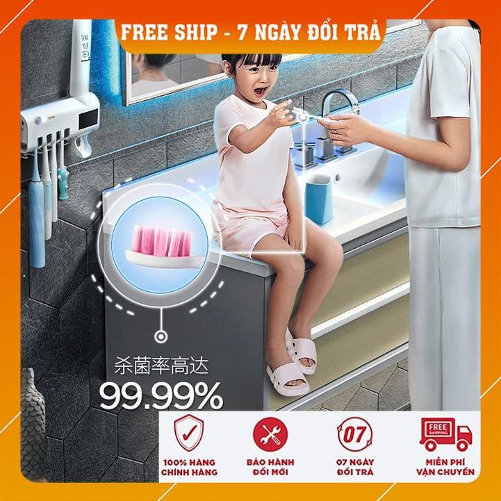 [CAO CẤP] Máy khử trùng/tiệt trùng bàn chải tia UV, hộp dựng bàn chải, giá treo bàn chải  kiêm nhả kem đánh răng