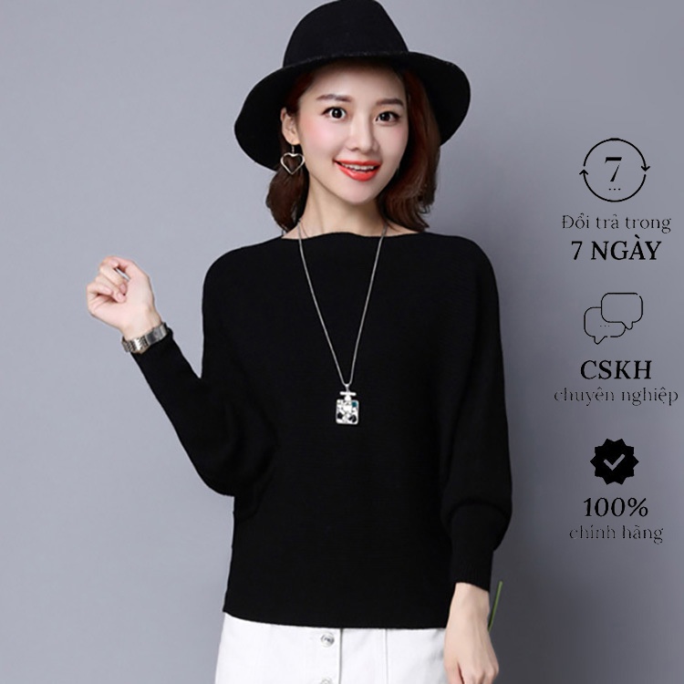 Áo Len Nữ Dáng Rộng Cổ Cao Tay Cánh Dơi Mặc Mùa Thu Đông