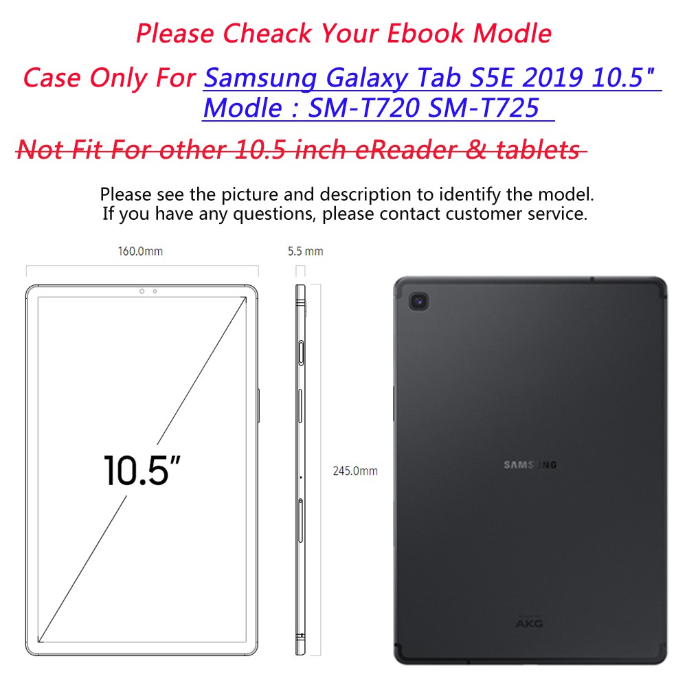 Bao da nắp gập màu trơn cho Samsung Galaxy Tab S5E 10.5" 2019 SM-T720 T725 | WebRaoVat - webraovat.net.vn