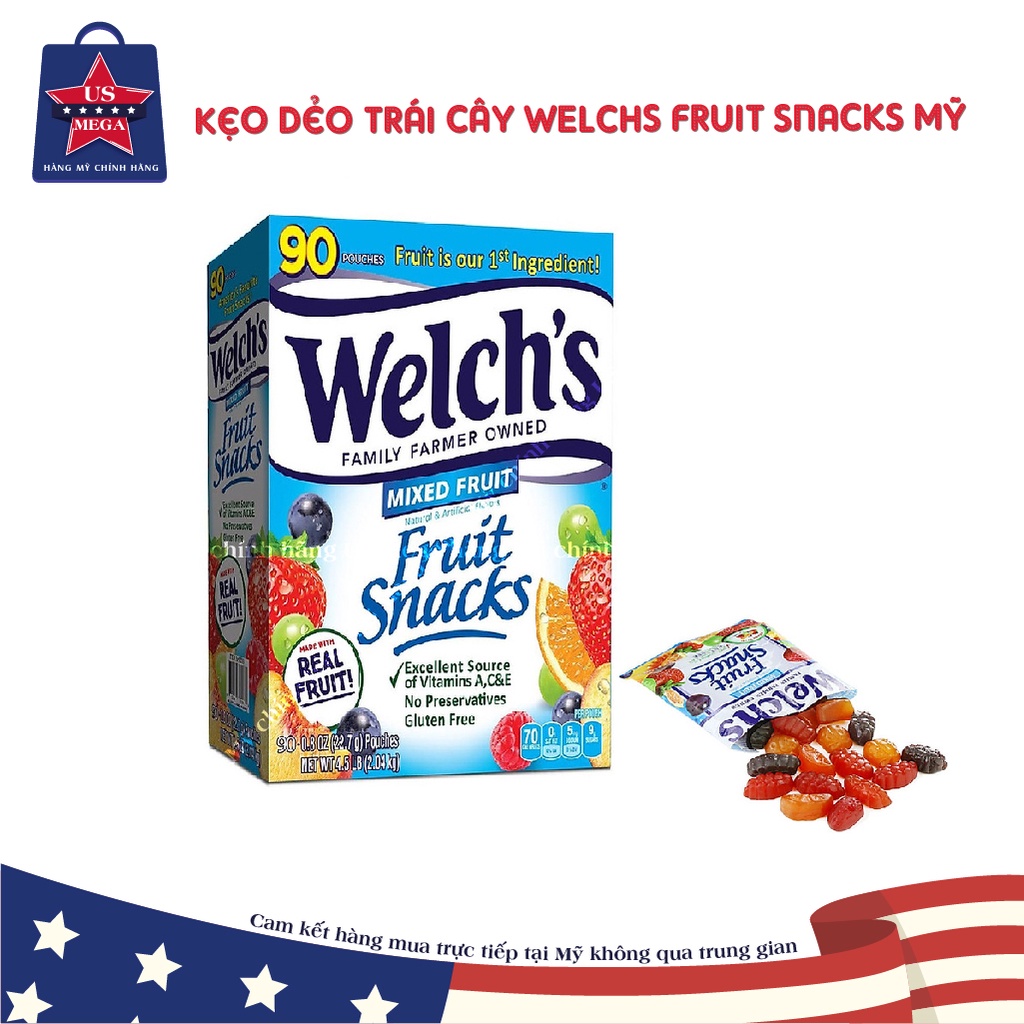 Kẹo dẻo trái cây WELCHS Fruit Snacks Mỹ Gói Nhỏ