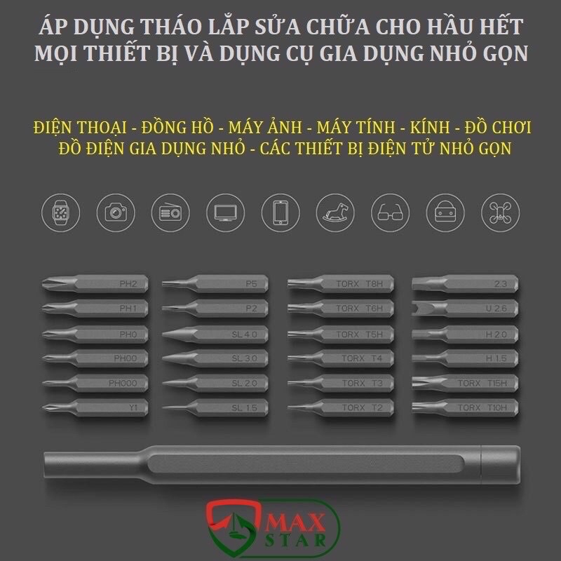Bộ tô vít đa năng mini 24 đầu cao cấp siêu bền Tô vít sửa điện thoại