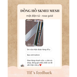 Đồng hồ nữ điện tử mặt nhỏ SKMEI MESH rose gold đồng hồ thời trang cá tính Watchesbytif size 22mm kèm báo thức bấm giờ